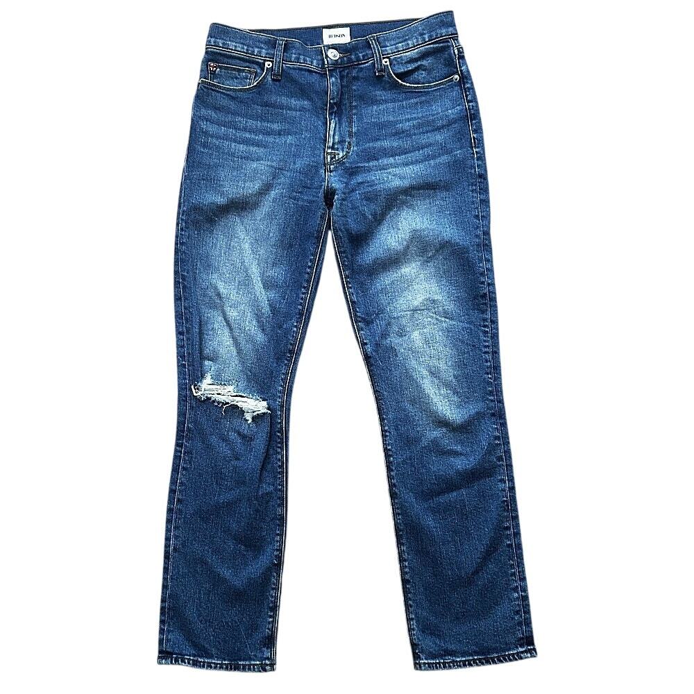 Hudson Jeans Blair High-Rise Cropped Bootcut Distressed Denim 27X27